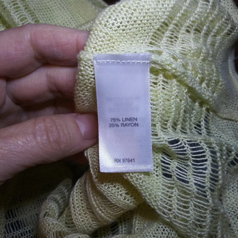 3/$18 J.Jill Lemon Yellow Oversized Linen & Rayon Loose Weave Summer Sweater - Picture 5 of 7